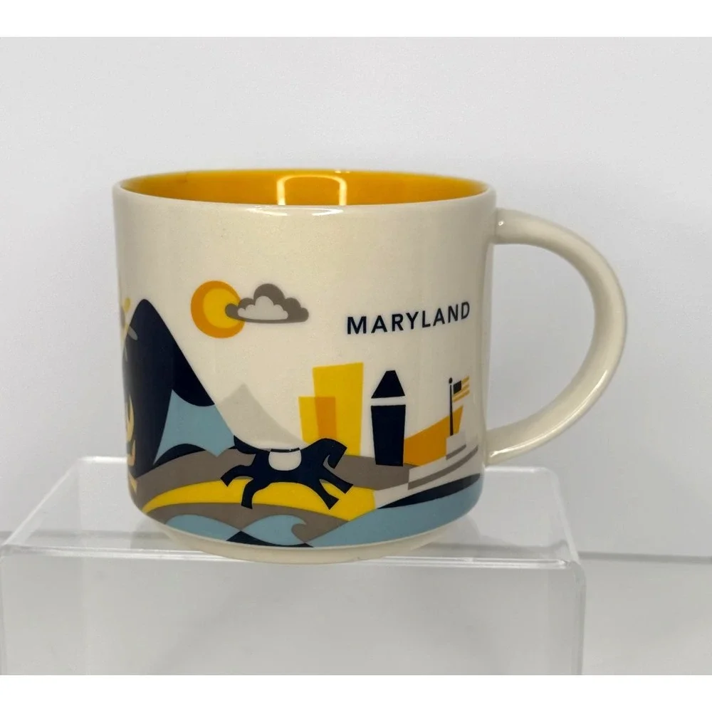 Starbucks Maryland You Are Here Collection 2016 14 oz Coffee Mug MD Yellow
